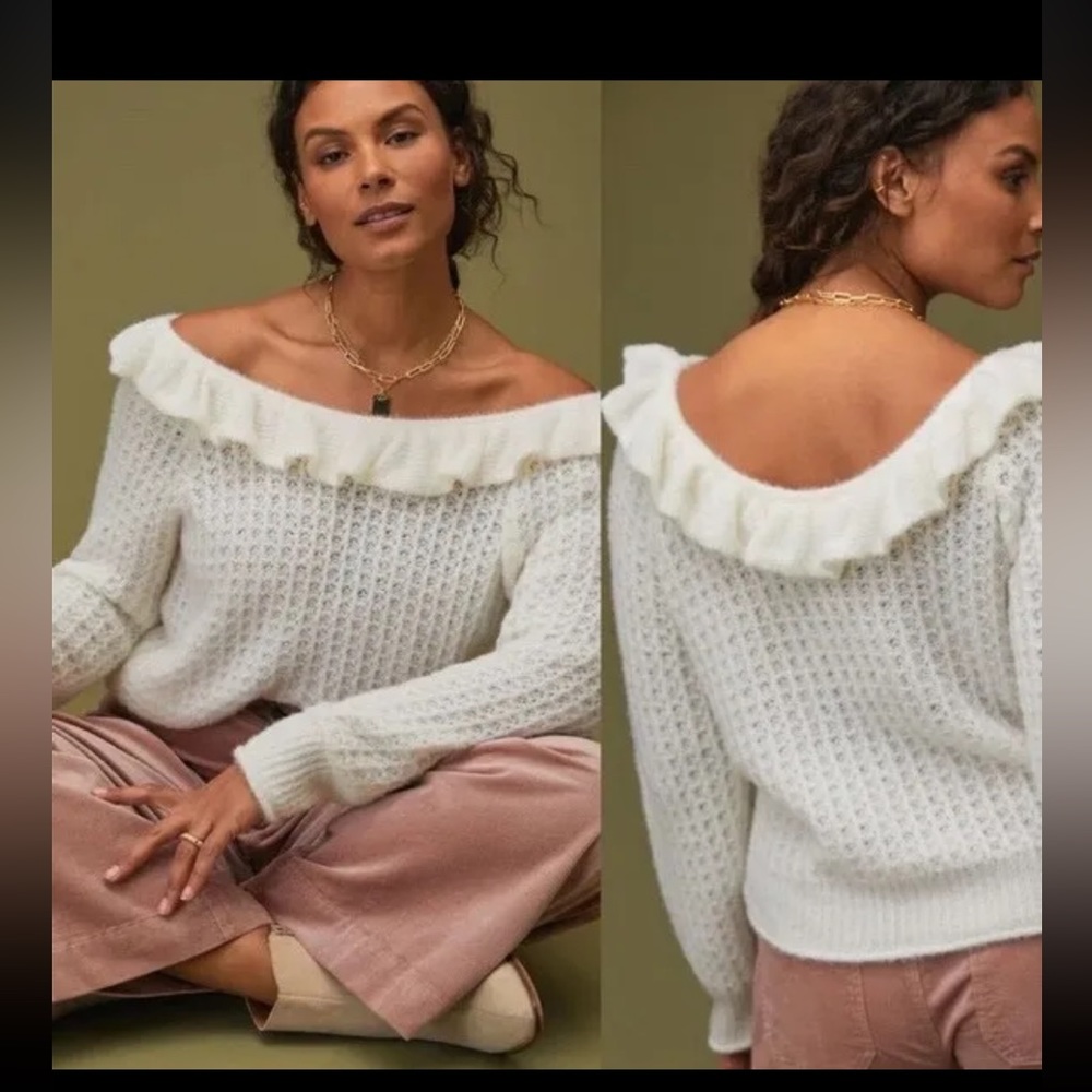 Anthropologie cream knit sweater